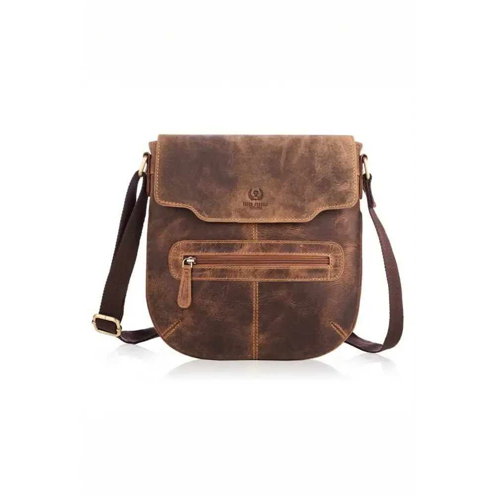 Brown - natural leather bag model 191537 galanter