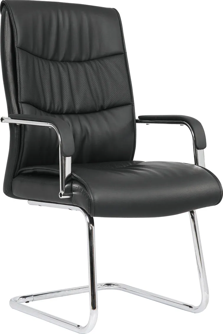 Carter Black Luxury Faux Leather Cantilever Chair With Arms BR000185