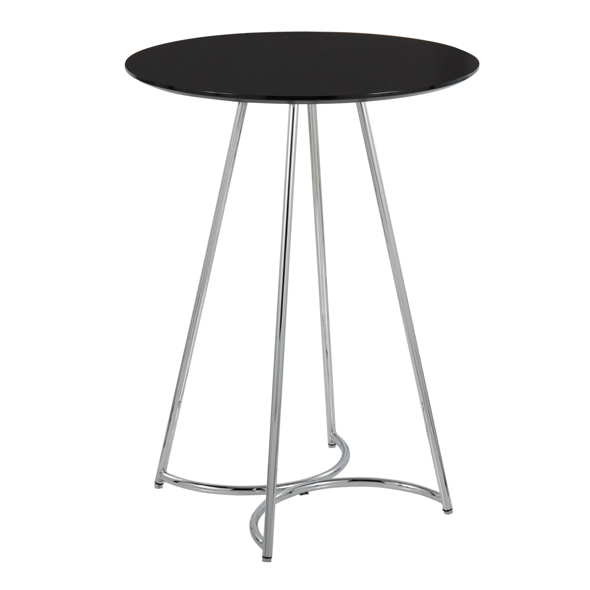 Cece Canary Contemporary/Glam Counter Table in Chrome Steel and Black Wood by LumiSource