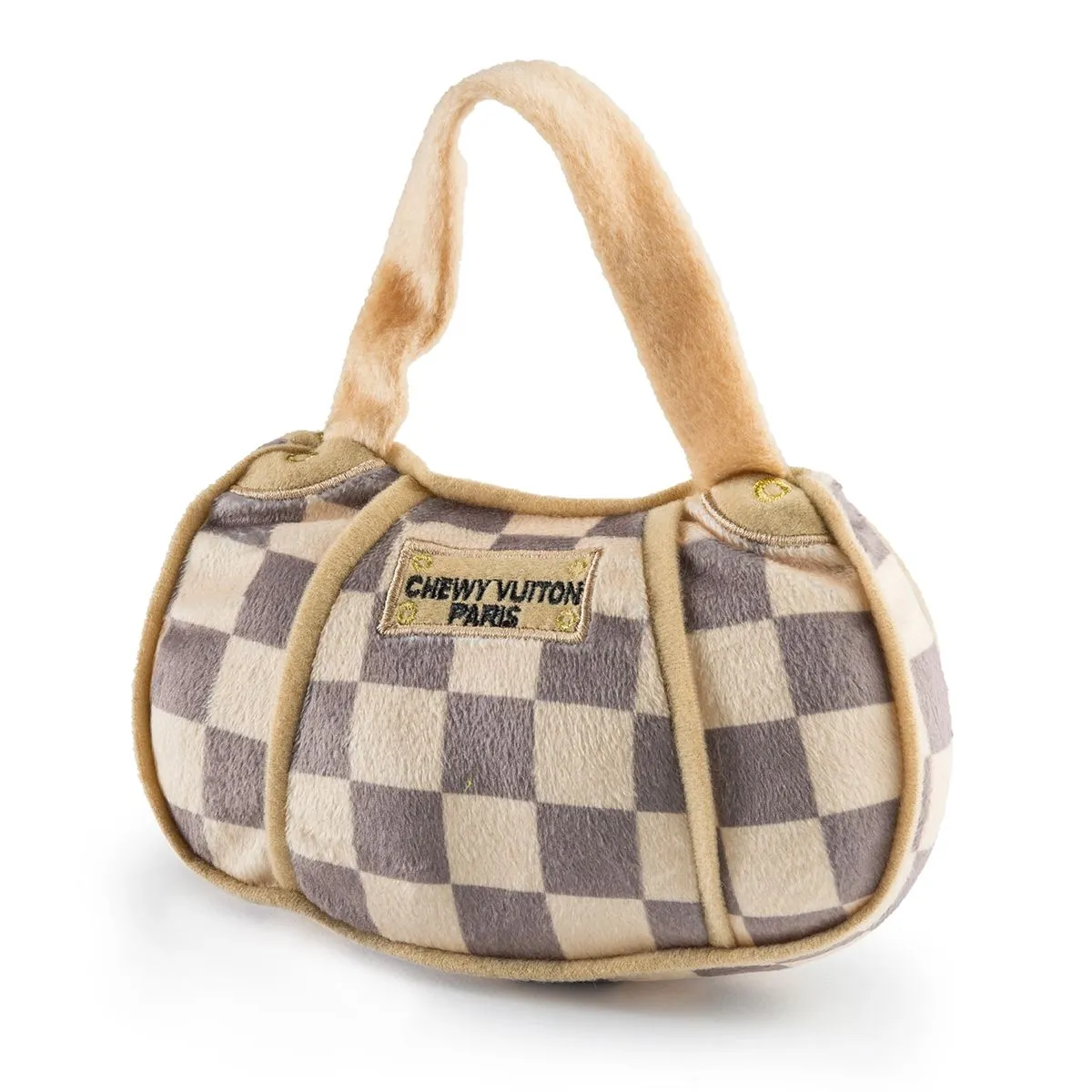 Checker Chewy Vuiton Purse Dog Toy