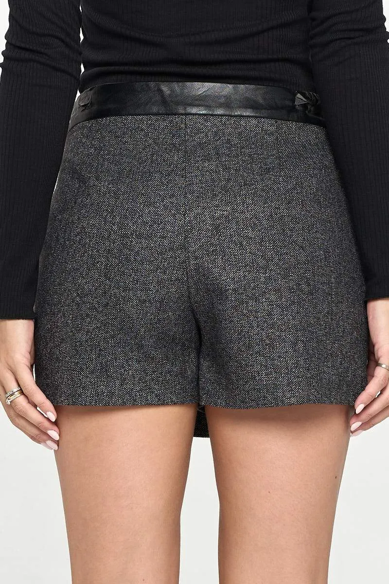 Chic Asymmetrical Faux Leather Mini Skort