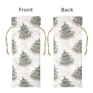 Christmas Trees Linen Wine Bottle Bag