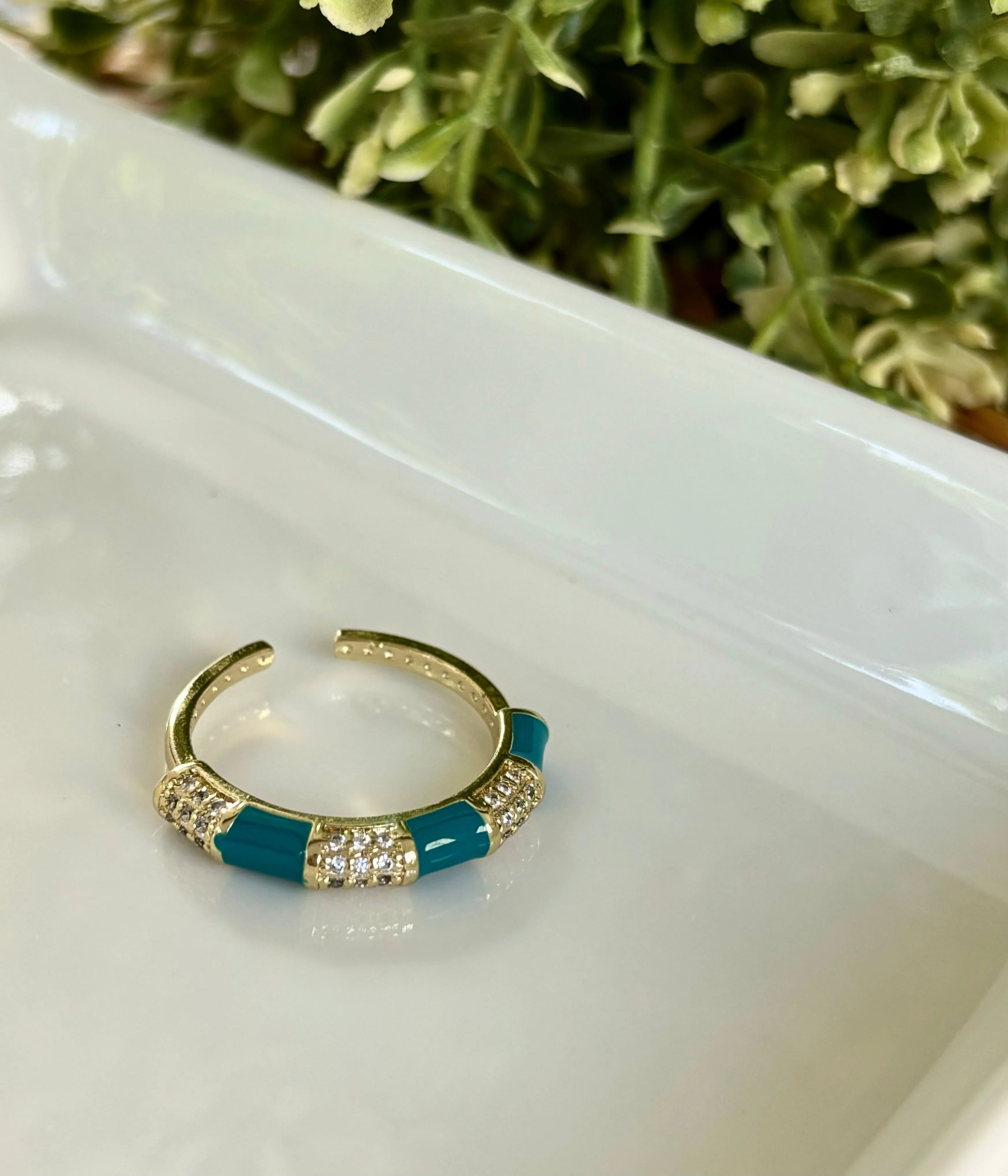 Colorful Enamel Ring-Deep Turquoise