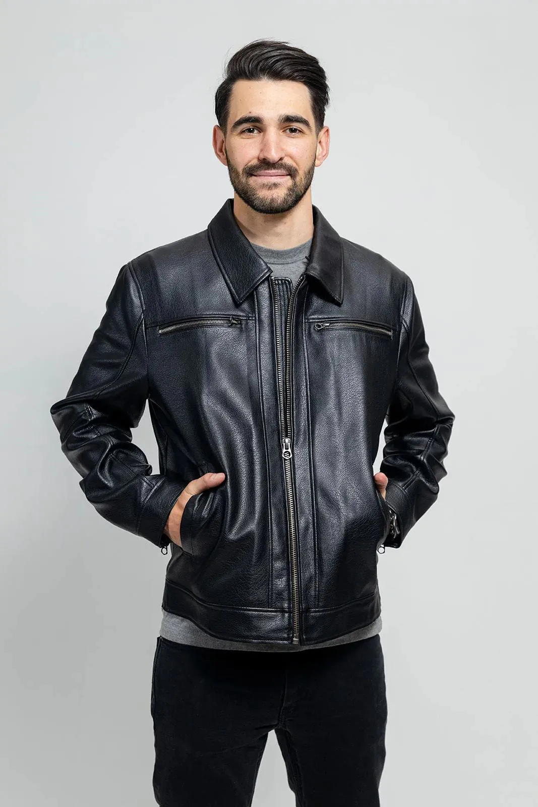 Conner Mens Vegan Faux Leather Jacket