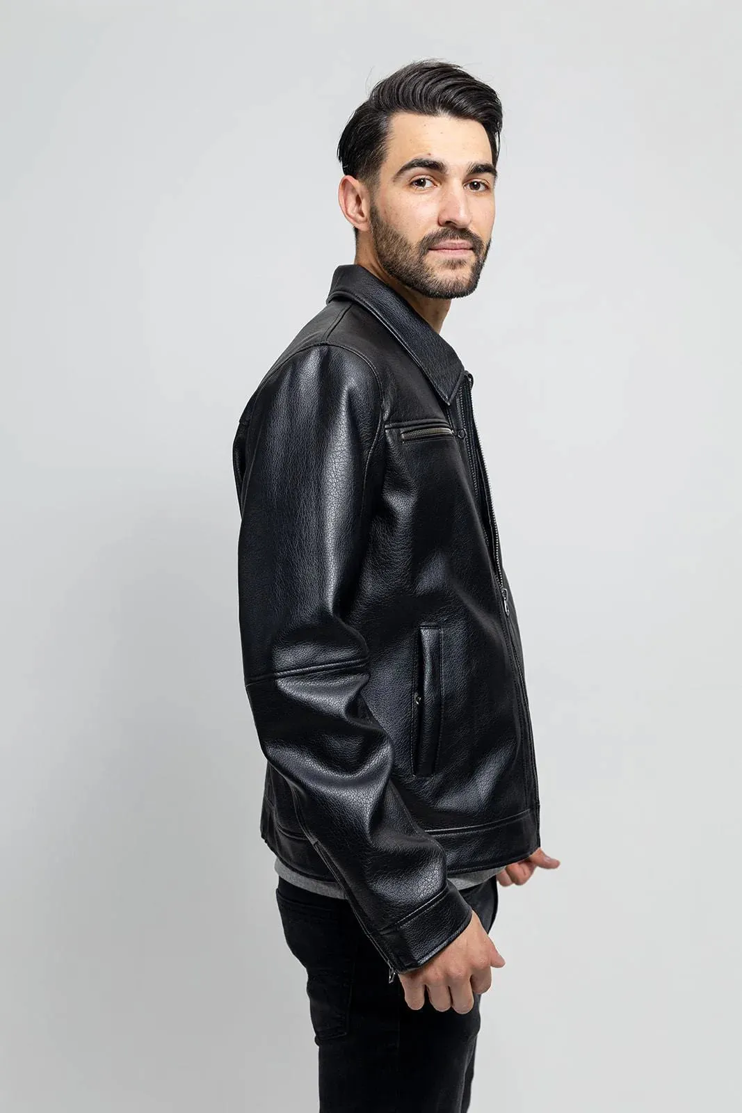 Conner Mens Vegan Faux Leather Jacket