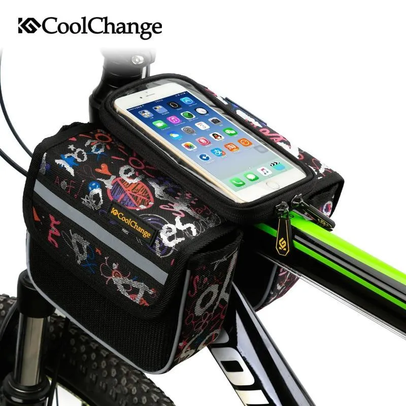 CoolChange Cycling Front Frame Bag Tube Pannier Double Pouch