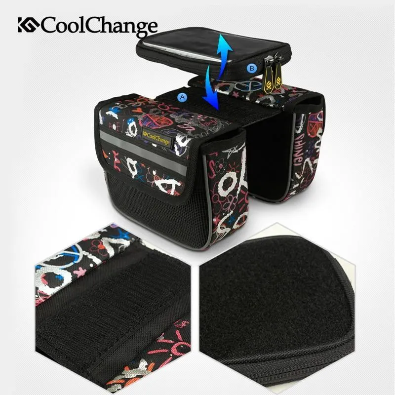 CoolChange Cycling Front Frame Bag Tube Pannier Double Pouch