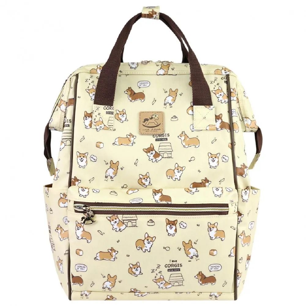 Cream Corgi Puppy Large Opening Backpack