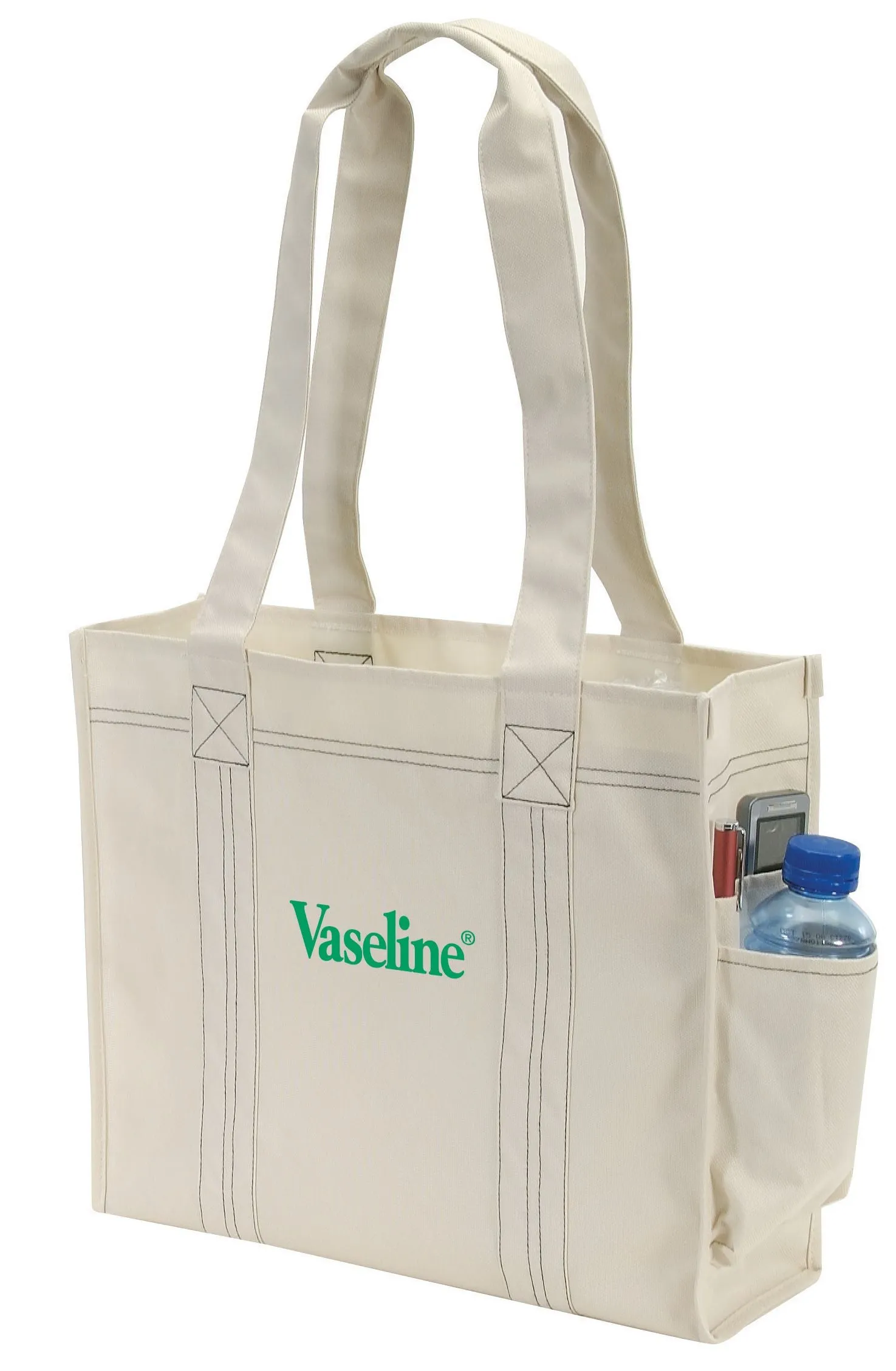 Custom Deluxe Tote Bag With Side Slip Pocket