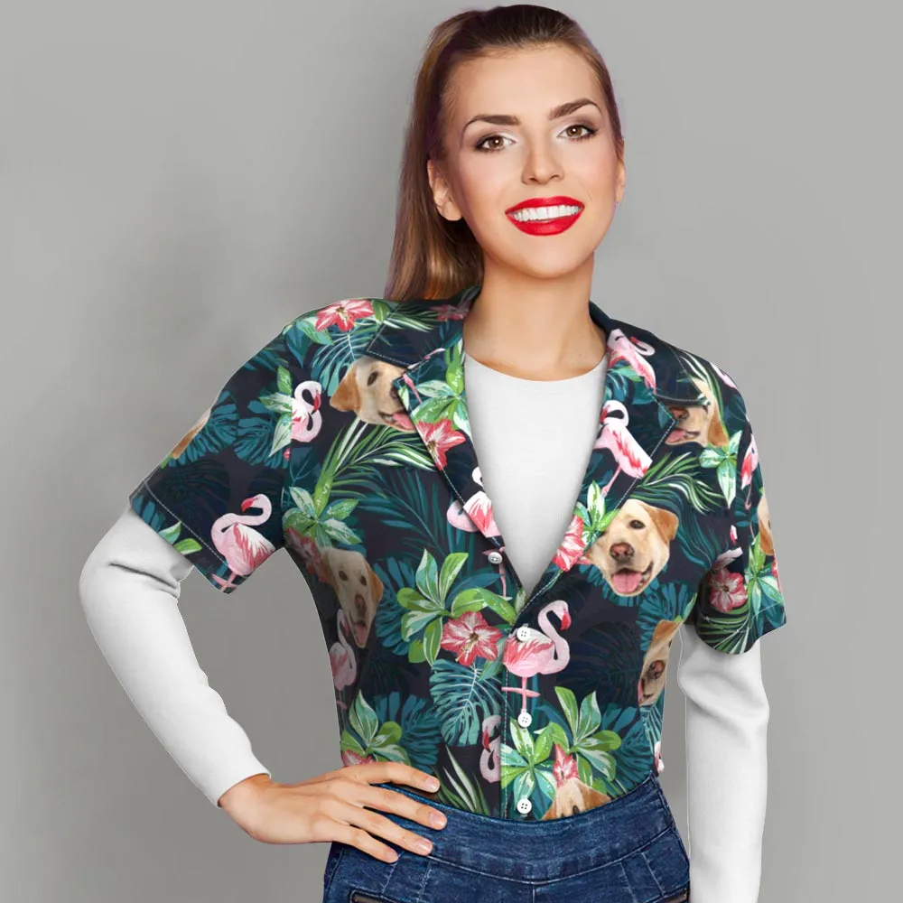 Custom Face Shirt Women's Hawaiian Shirt Flamingo Flower