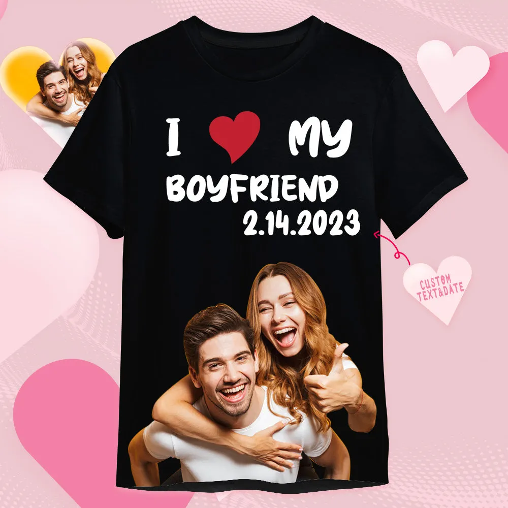 Custom Photo Printed T-shirt Personalised Picture Anniversary On Shirt Gifts For Lovers