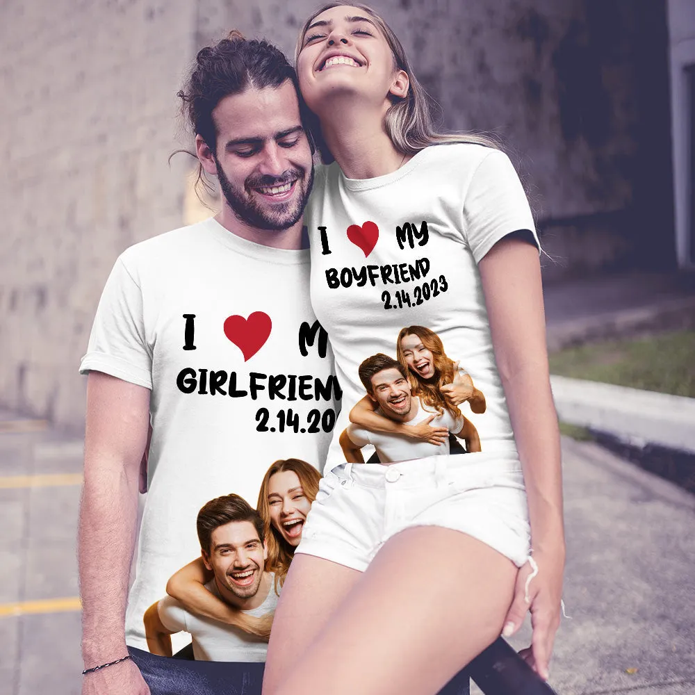 Custom Photo Printed T-shirt Personalised Picture Anniversary On Shirt Gifts For Lovers