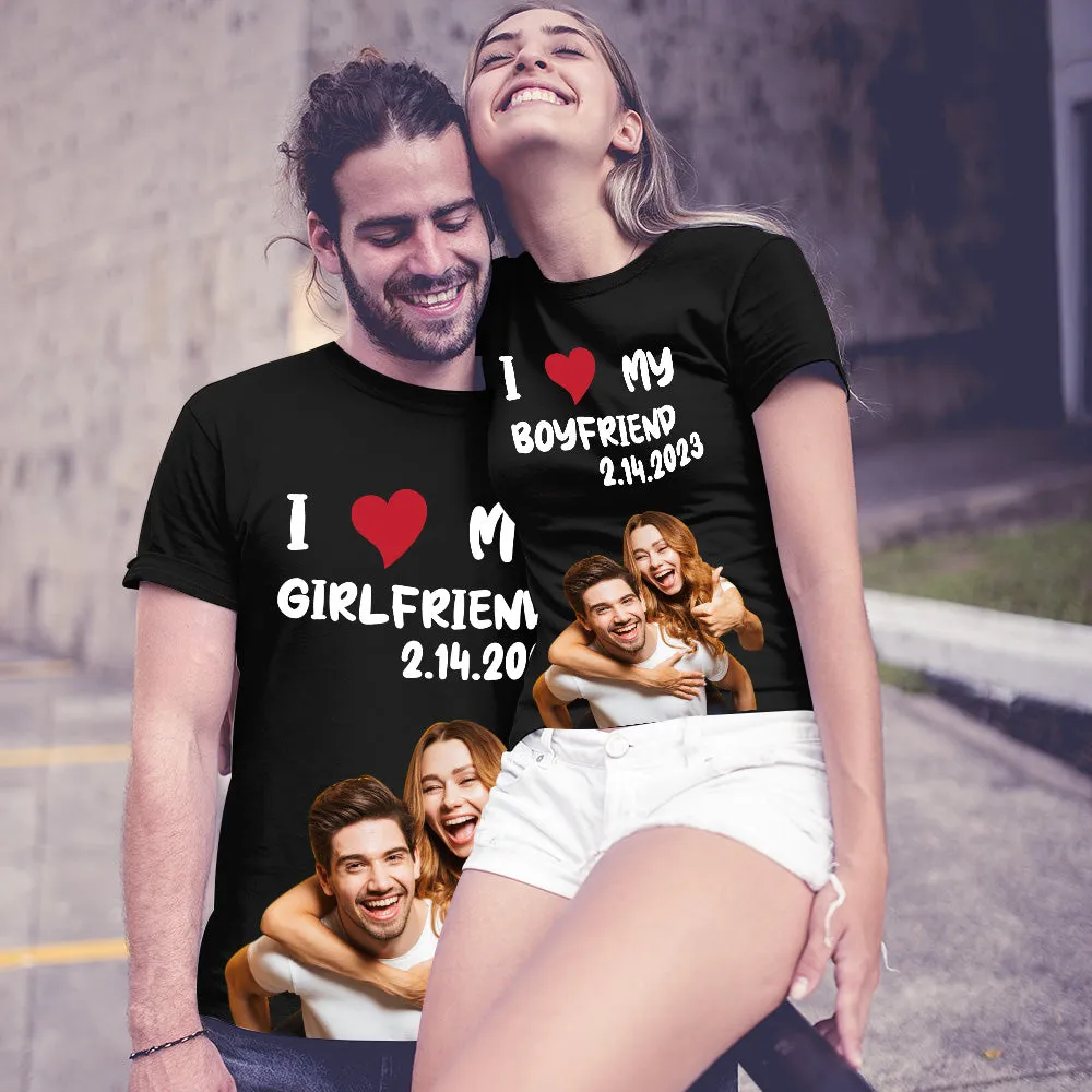 Custom Photo Printed T-shirt Personalised Picture Anniversary On Shirt Gifts For Lovers