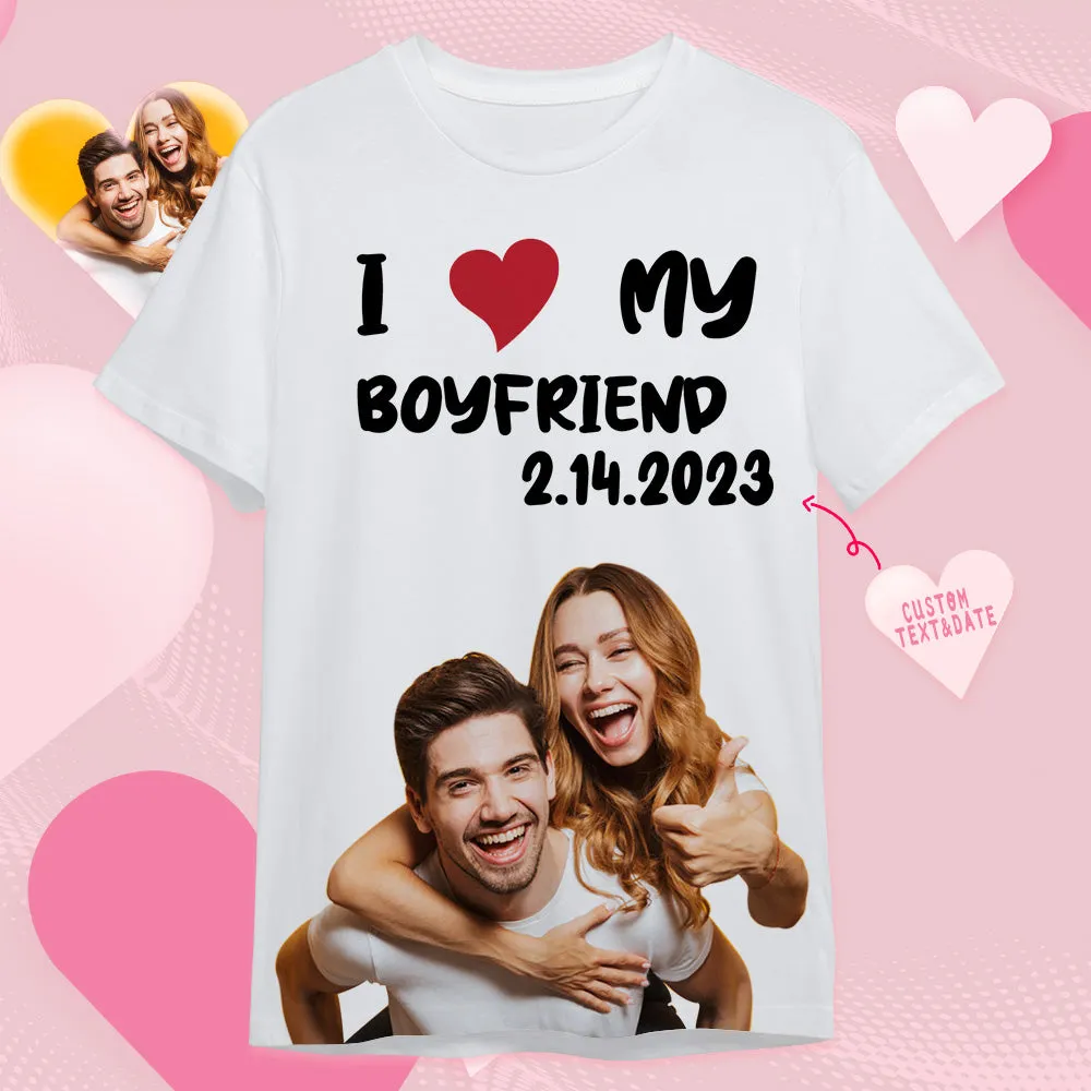 Custom Photo Printed T-shirt Personalised Picture Anniversary On Shirt Gifts For Lovers