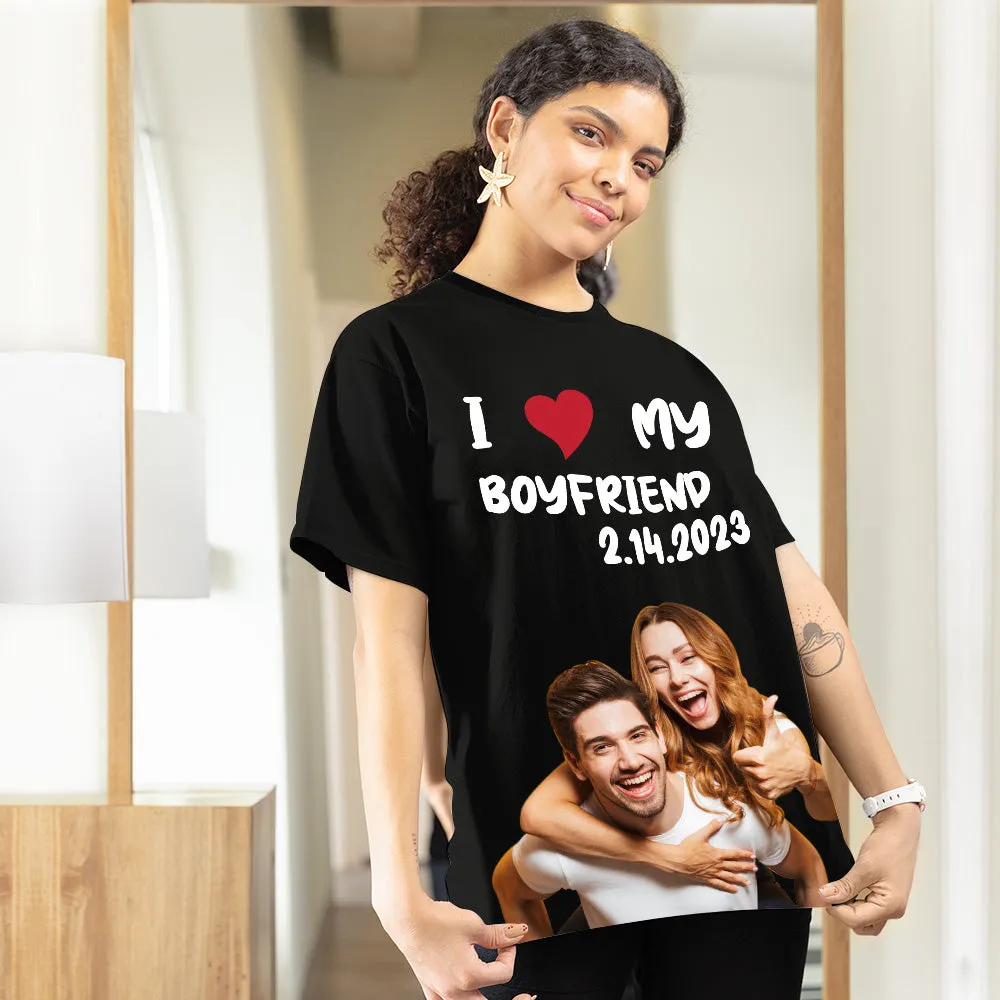 Custom Photo Printed T-shirt Personalised Picture Anniversary On Shirt Gifts For Lovers