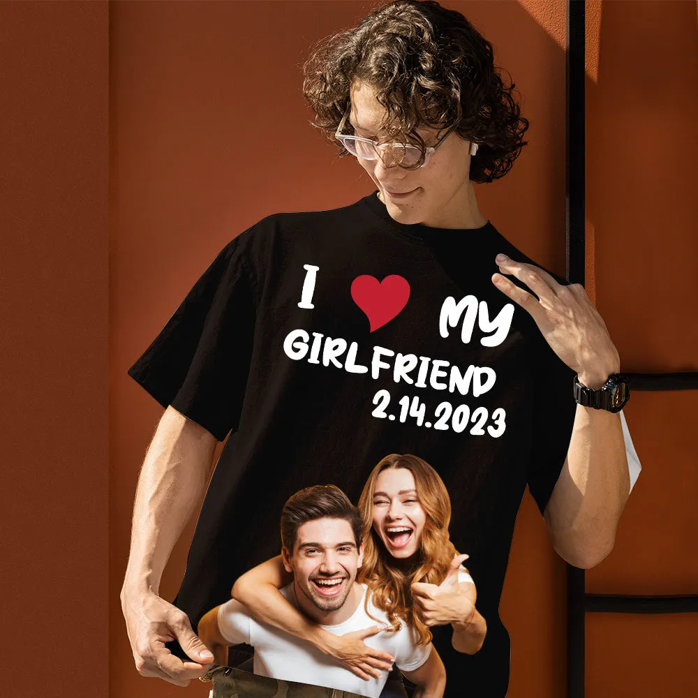 Custom Photo Printed T-shirt Personalised Picture Anniversary On Shirt Gifts For Lovers