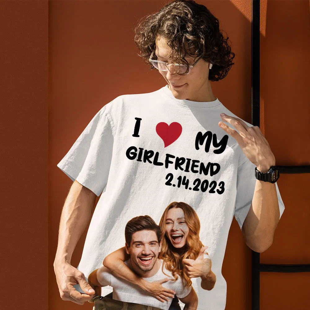 Custom Photo Printed T-shirt Personalised Picture Anniversary On Shirt Gifts For Lovers