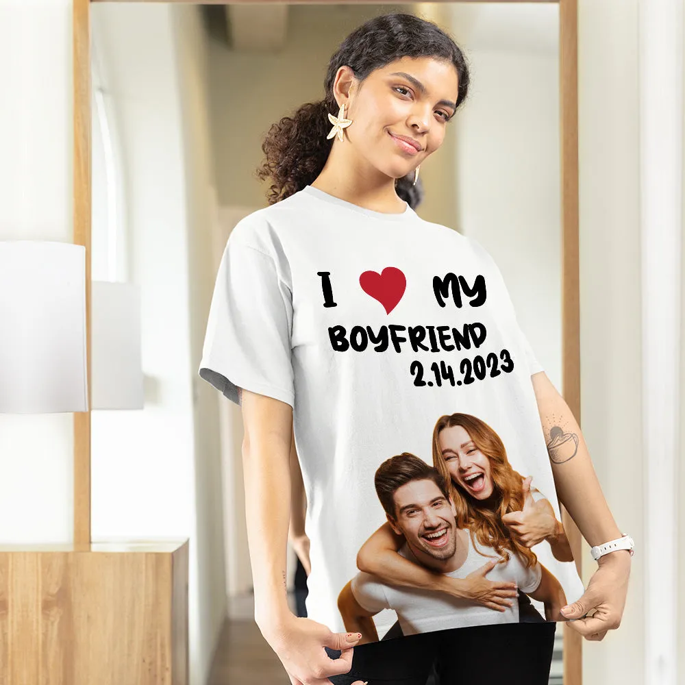 Custom Photo Printed T-shirt Personalised Picture Anniversary On Shirt Gifts For Lovers