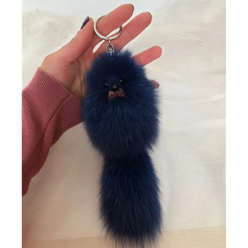 Cute Fox Fur Ball Bag Charm Keychain Accessory