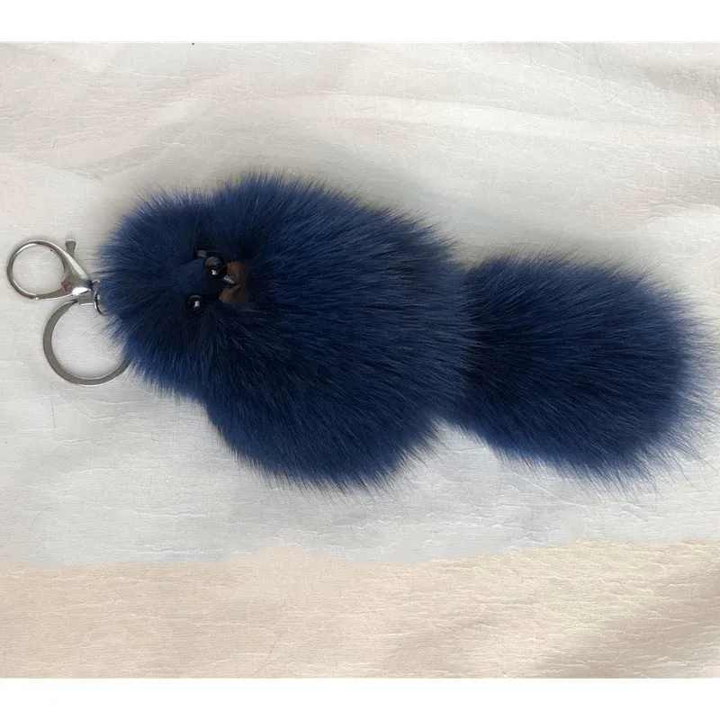 Cute Fox Fur Ball Bag Charm Keychain Accessory