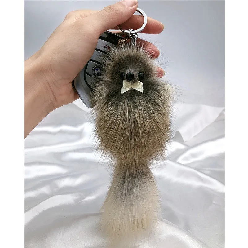 Cute Fox Fur Ball Bag Charm Keychain Accessory