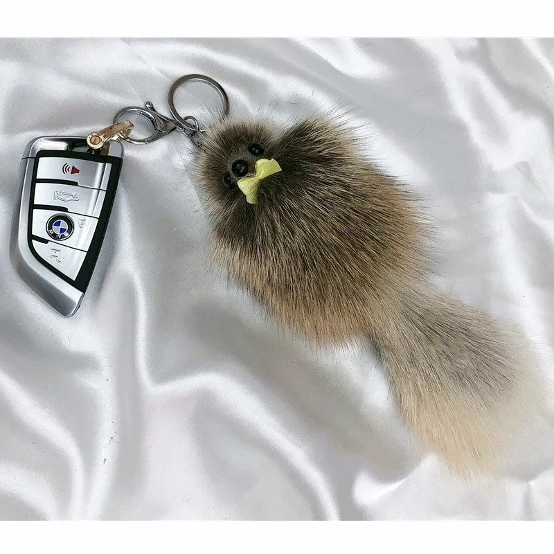 Cute Fox Fur Ball Bag Charm Keychain Accessory