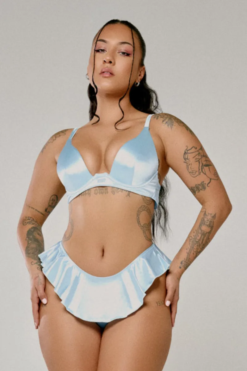 CXIX X HOAH Pillowtalk Take the Plunge Top - Blue Satin