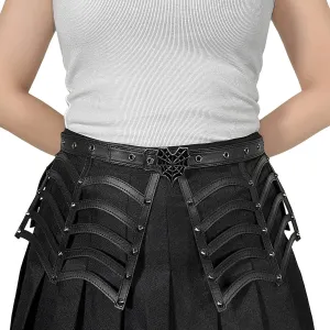 DA-315 Black Faux Leather Spiderweb Cut Out Belt