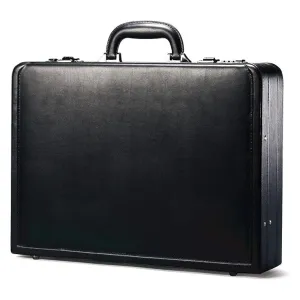 Dazzlo Bonded Leather Attache Suitcase - Black - 18"