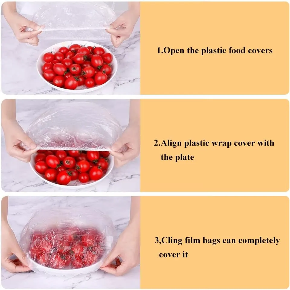 Disposable Food Cover Plastic Wrap Elastic Multipurpose (100pcs pack)