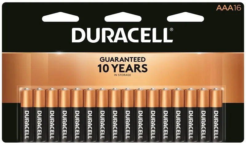 Duracell MN2400B16 Battery, 1.5 V Battery, AAA Battery, Alkaline, Manganese Dioxide, Rechargeable: No :CD 16: QUANTITY: 1