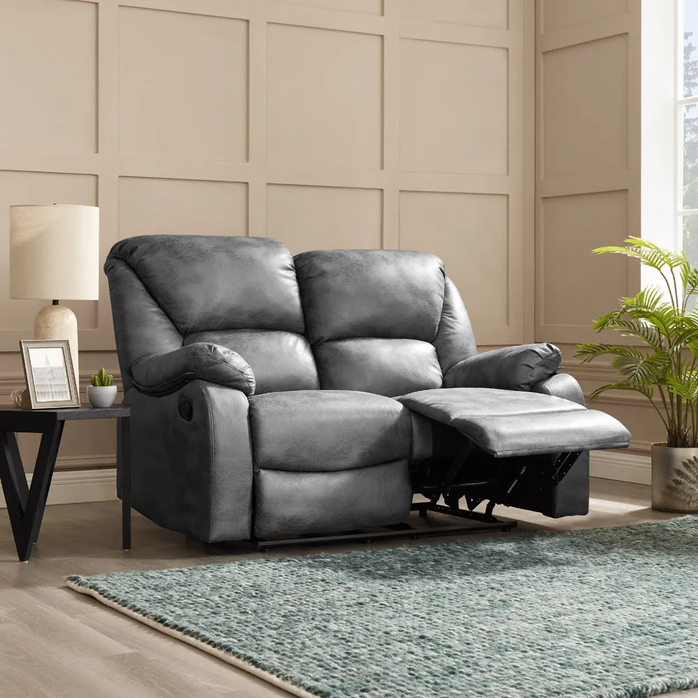 Enoch 2 3 Seater Recliner Sofa Set, Dark Grey Faux Leather