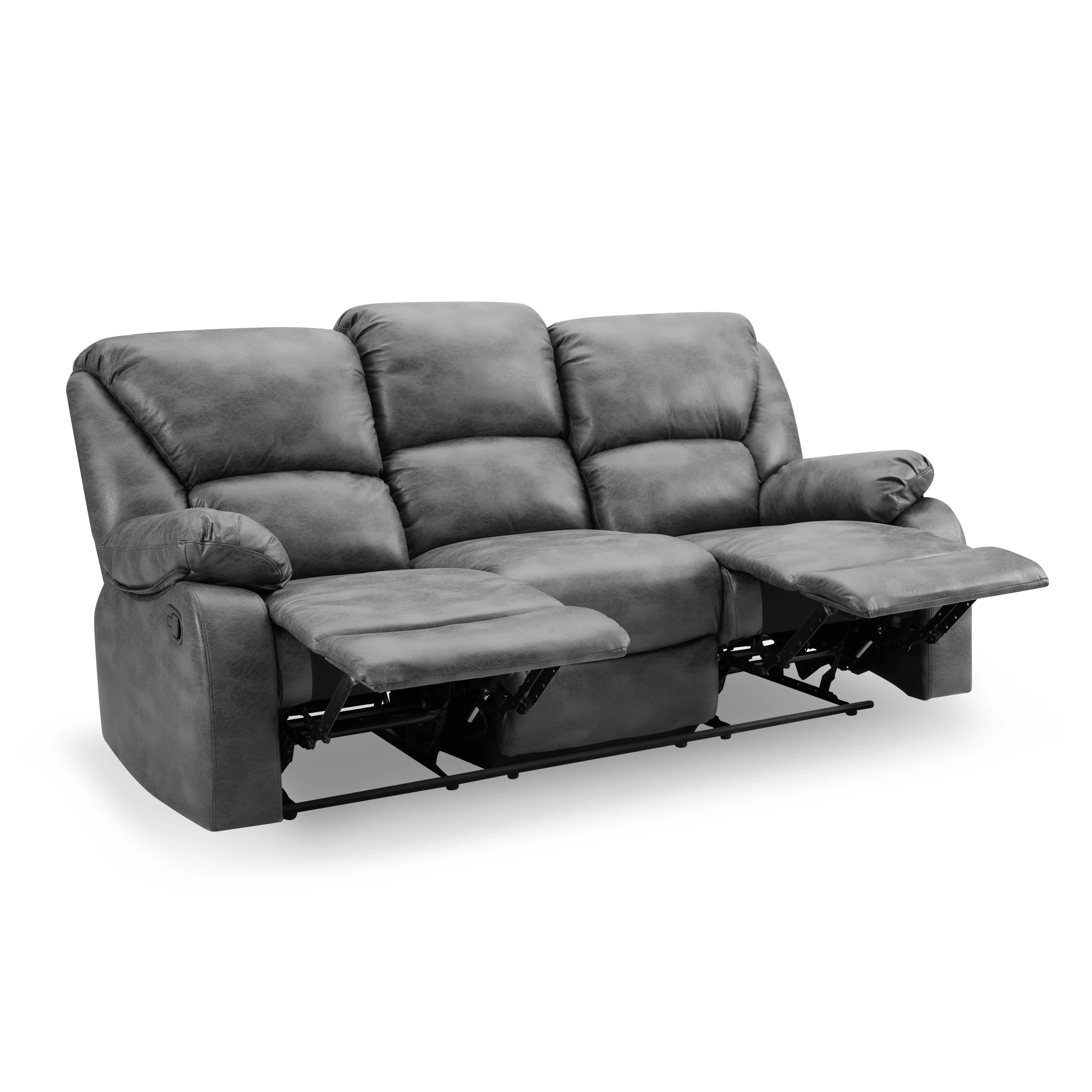 Enoch 2 3 Seater Recliner Sofa Set, Dark Grey Faux Leather