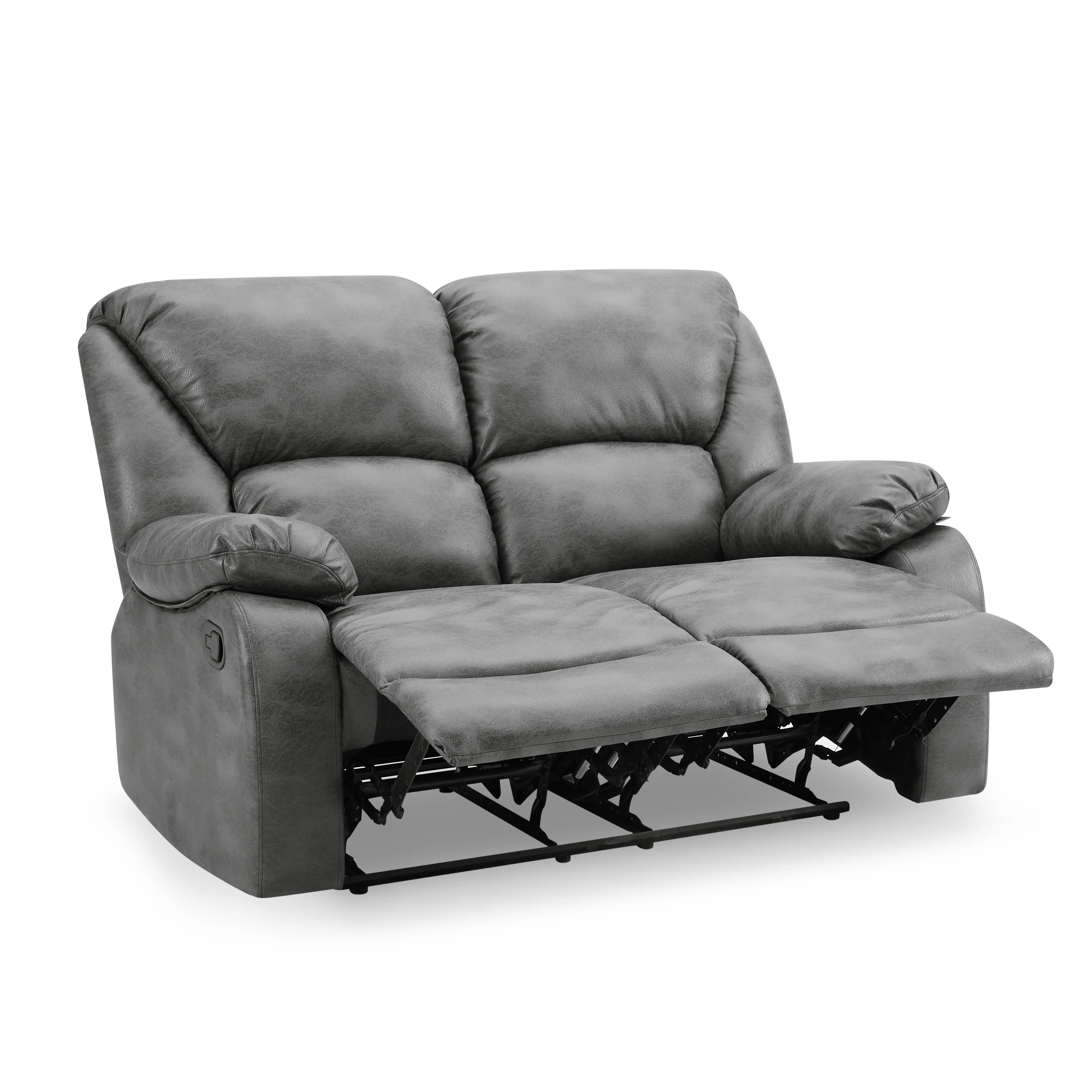 Enoch 2 3 Seater Recliner Sofa Set, Dark Grey Faux Leather