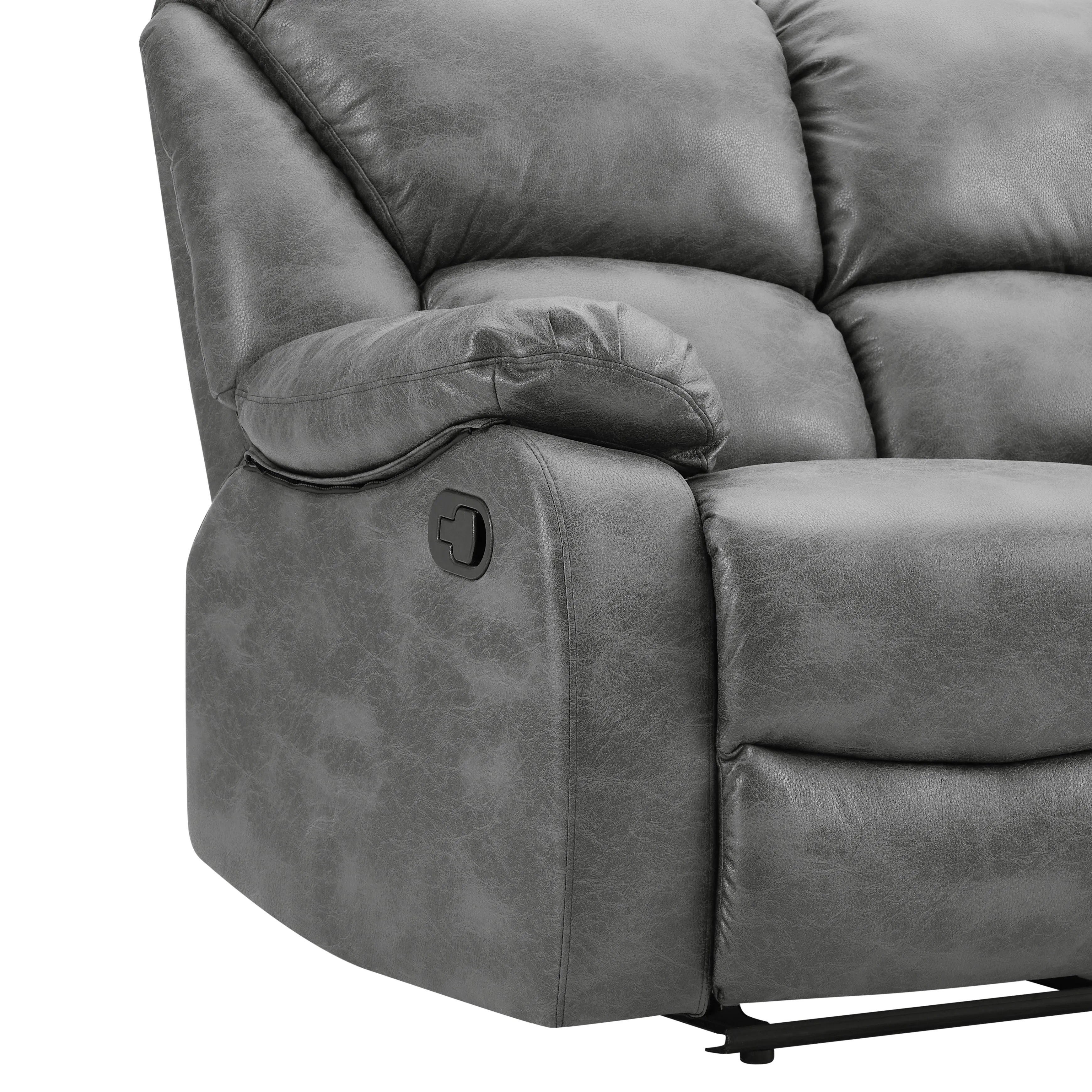 Enoch 2 3 Seater Recliner Sofa Set, Dark Grey Faux Leather