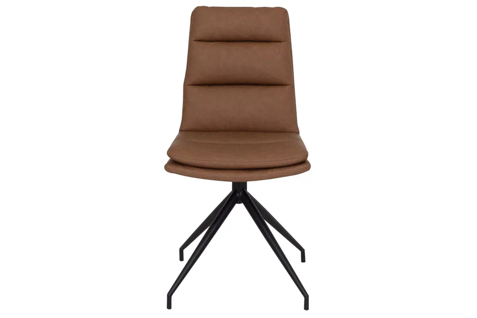 Eske - Brown Faux Leather And Metal Dining Chair