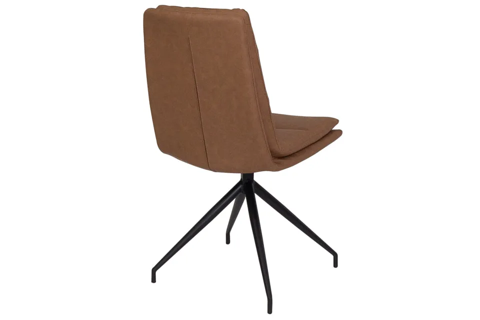 Eske - Brown Faux Leather And Metal Dining Chair