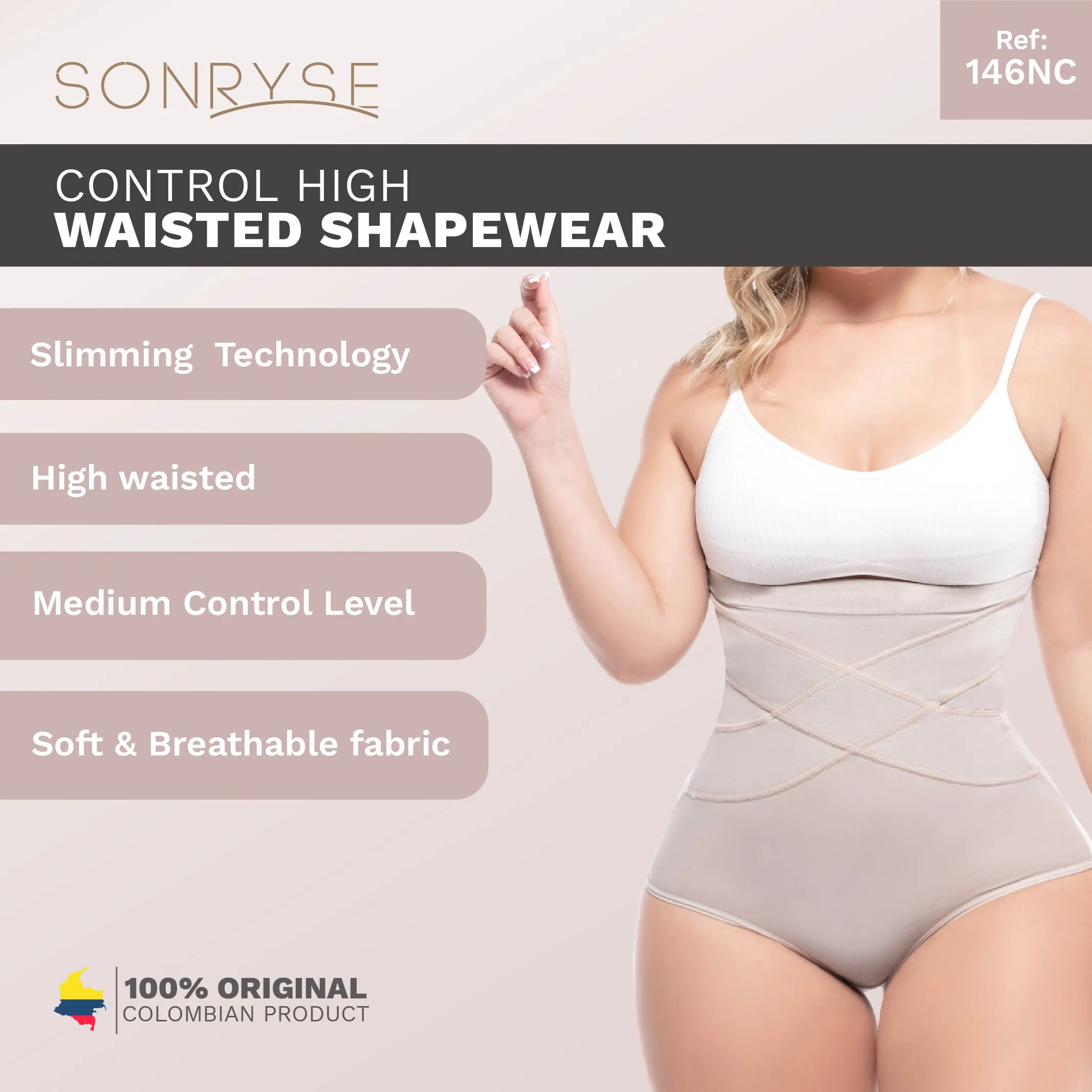 Fajas High Waisted Tummy Control Panties Bodyshaper for Daily Use Sonryse 146NC