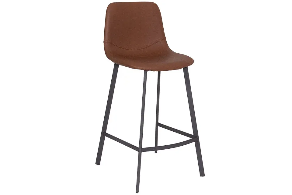 Faro - Brown Faux Leather Counter Height Bar Stool