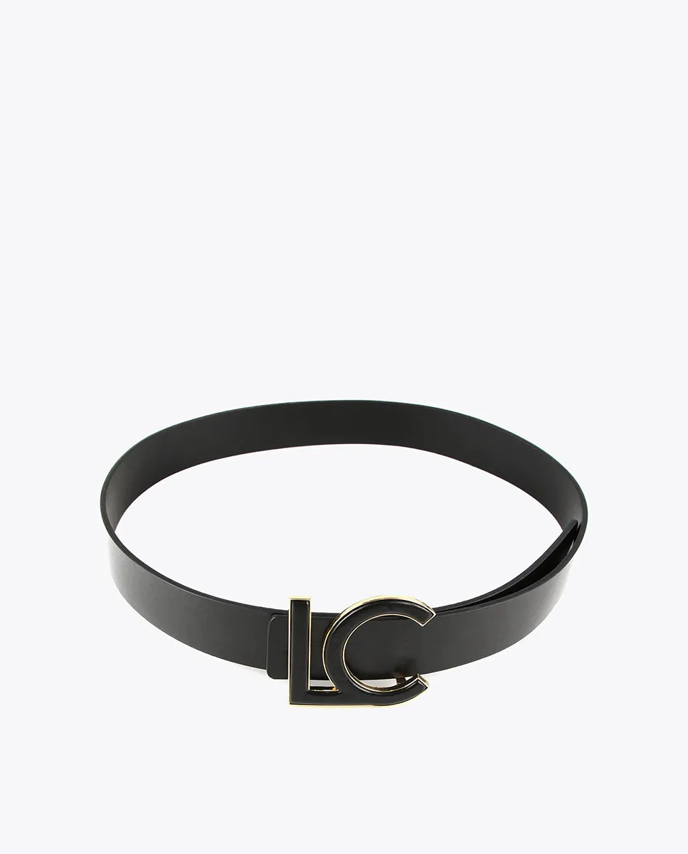 Faux leather belt with covered buckle