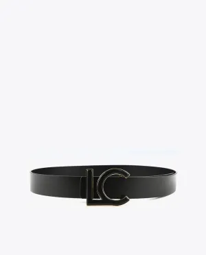 Faux leather belt with covered buckle