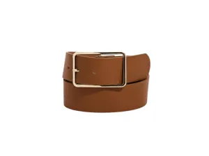 Faux Leather Rectangle Cutout Buckle-Brown