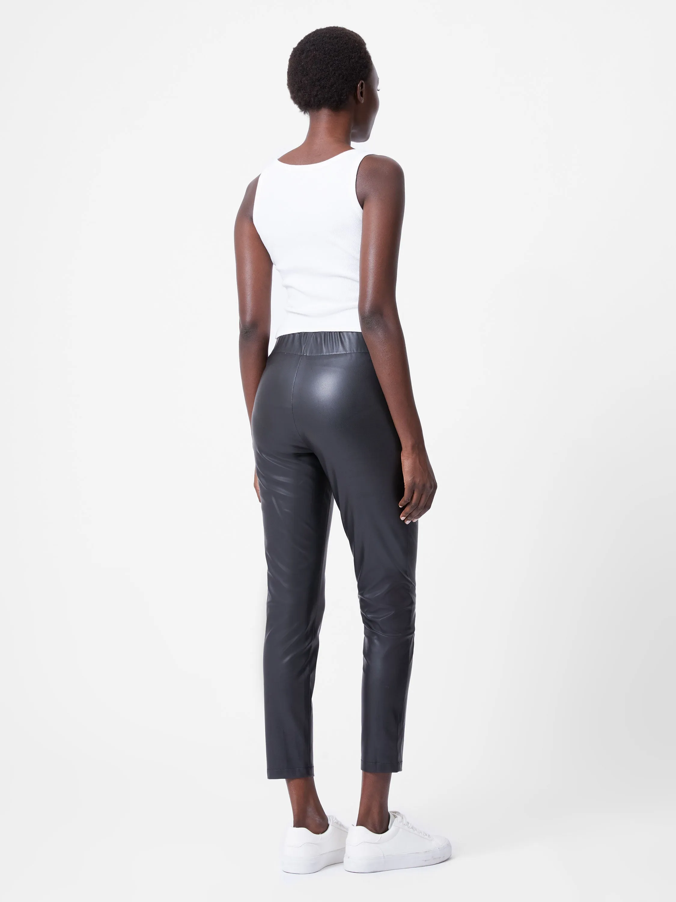 Faux Leather Side Zip Skinny Trousers