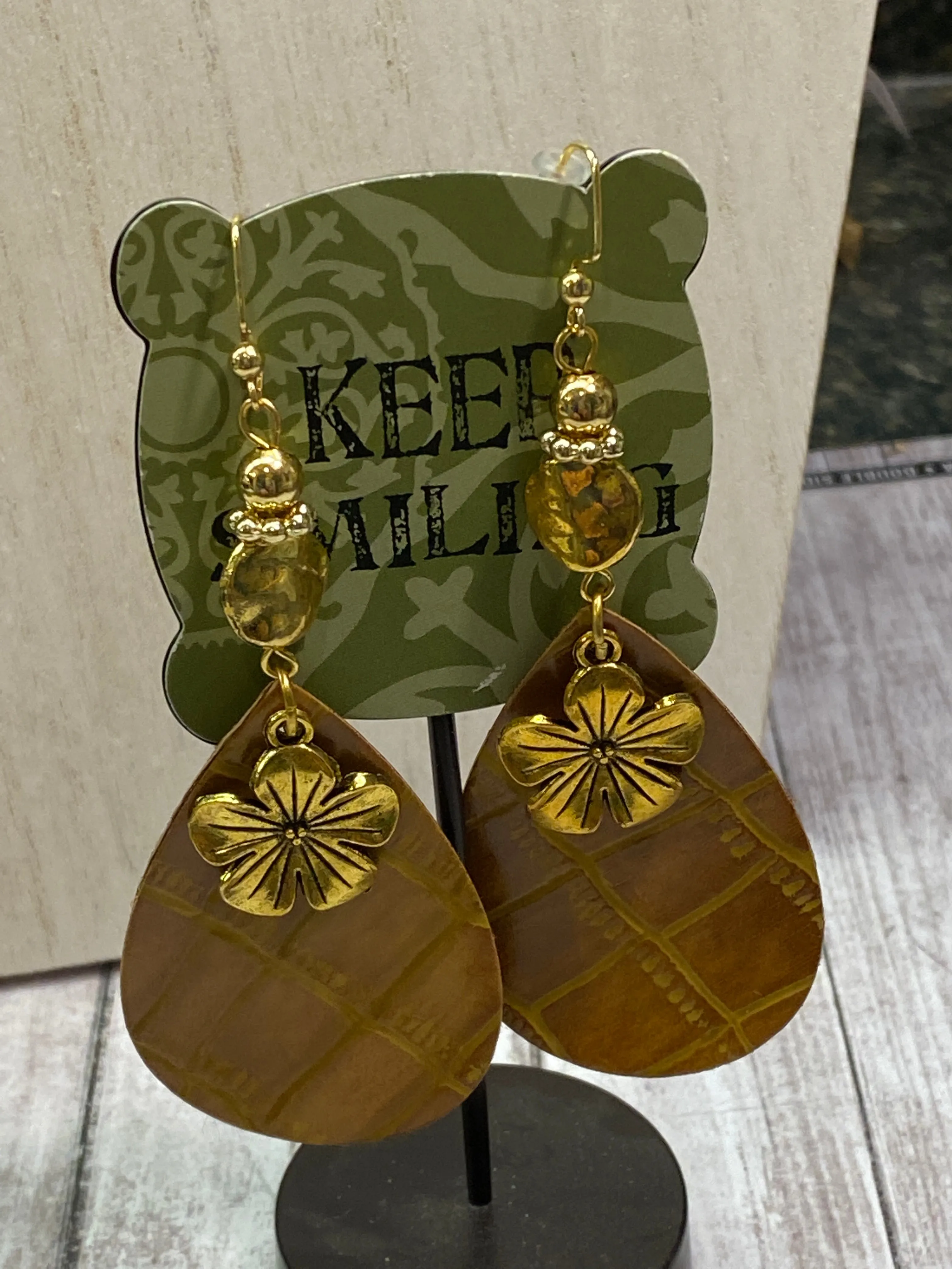 FAUX Leather Tan Earrings (EA0021)