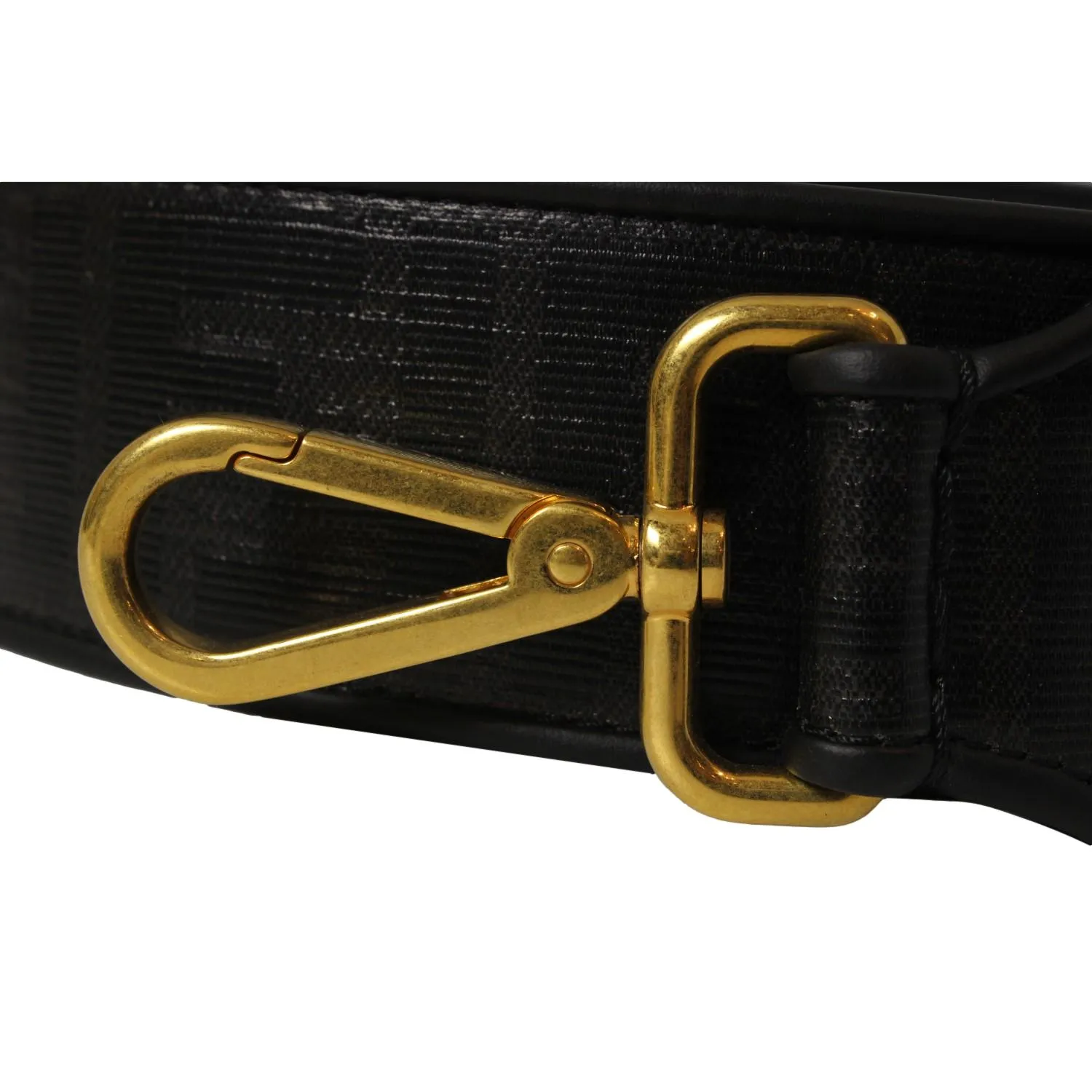 Fendi Strap You Black Glazed Fabric FF Zucca Shoulder Strap 8AV079