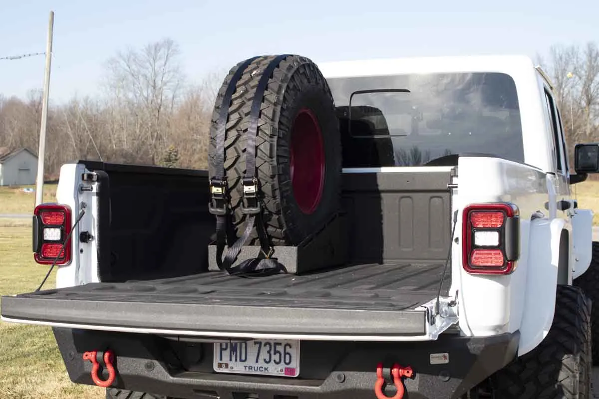 Fishbone Offroad In-Bed Tire Carrier - Black Powder Coated Steel