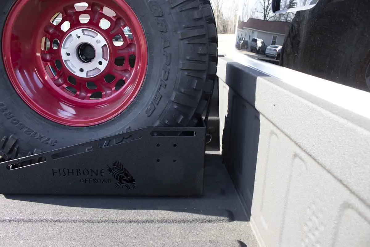 Fishbone Offroad In-Bed Tire Carrier - Black Powder Coated Steel