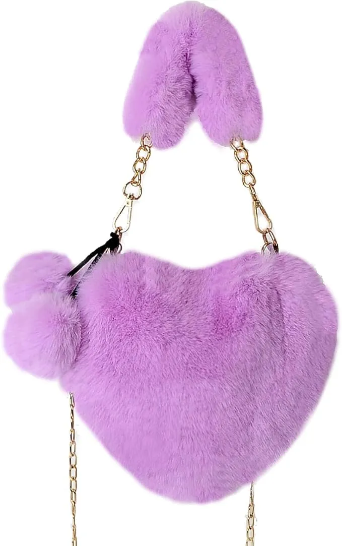 Fluffy Lavender Faux Fur Purse