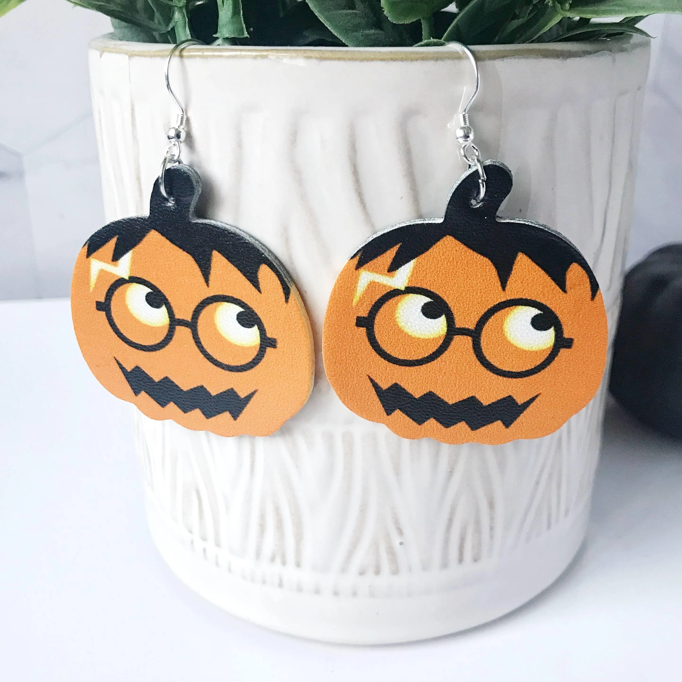 Fran- Dressed Up Pumpkin Jack-O-Lantern Earrings