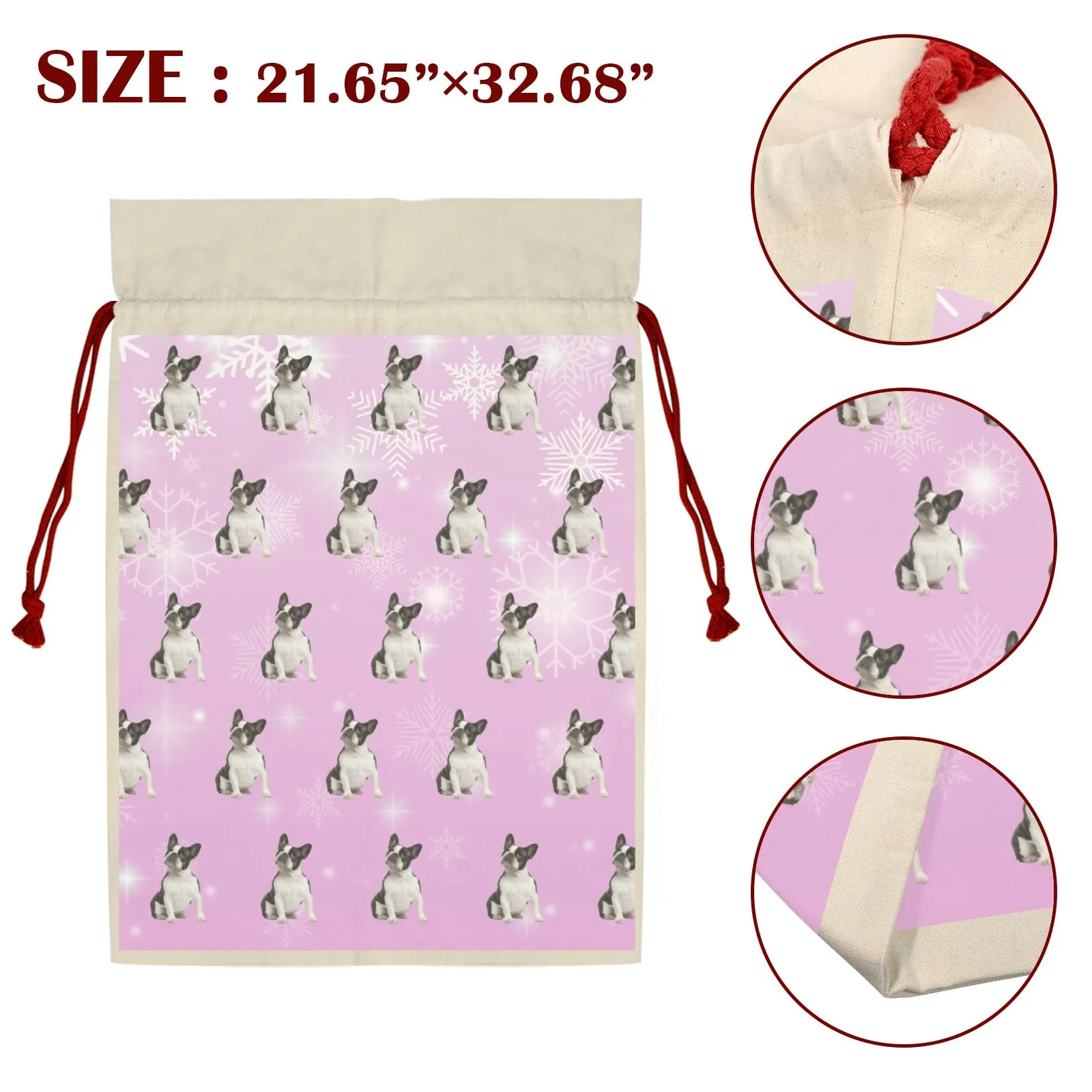 French Bulldog Holiday Drawstring Bag